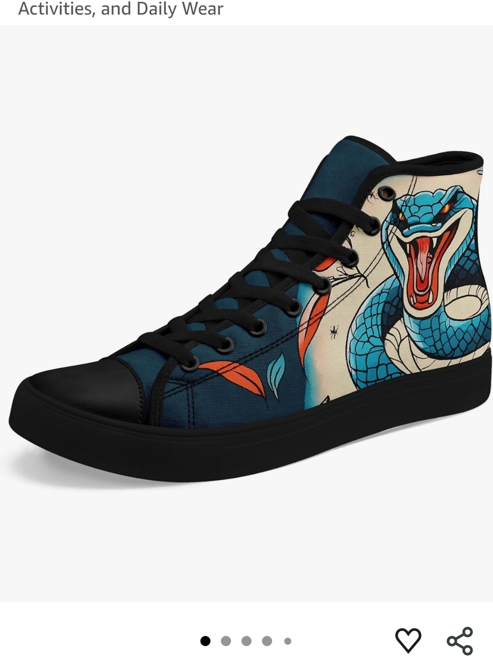 Men's Navy Canvas High-Top Sneakers with Blue Snake Graphic